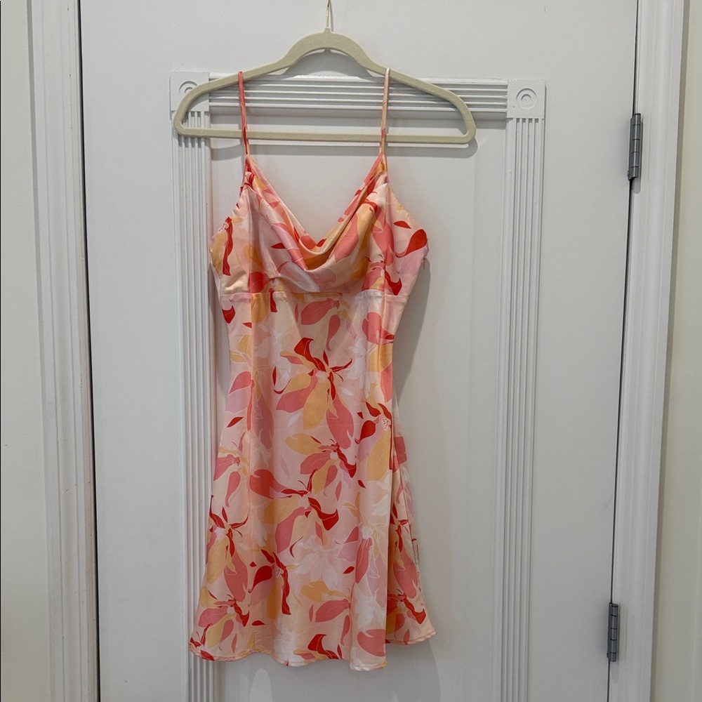 Cotton Candy Pink and Orange Floral Mini Dress